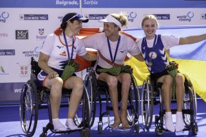 Photo du podium des championnats du monde en skiff femmes PR1